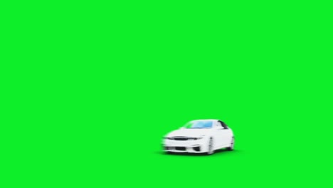 el coche blanco genérico 3d se estrella contra una pared invisible. concepto de accidente automovilístico. pantalla verde animación 4k.
