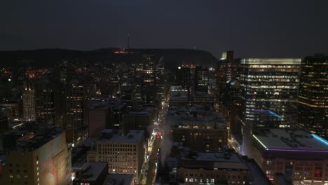 aerial view of illuminated skyscrapers in montreal downtown at night