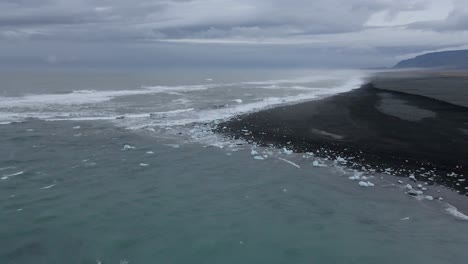 diamond beach in iceland. aerial drone panoramic view