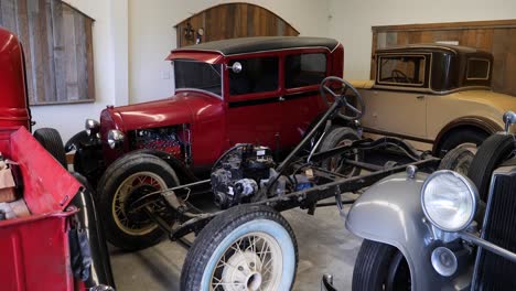 retro car museum at potlatch totem park and museum in ketchikan, alaska.