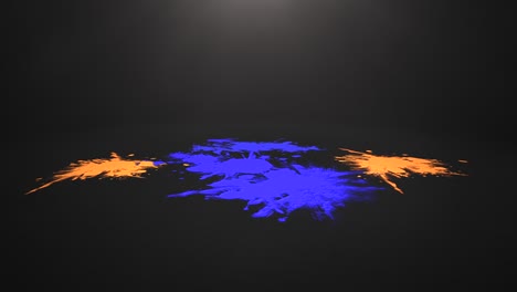 acuarela amarilla y azul salpica en el suelo negro