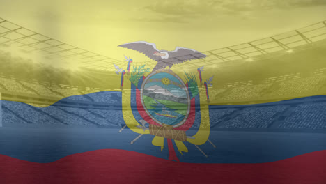 animation of flag of colombia over sports stadium