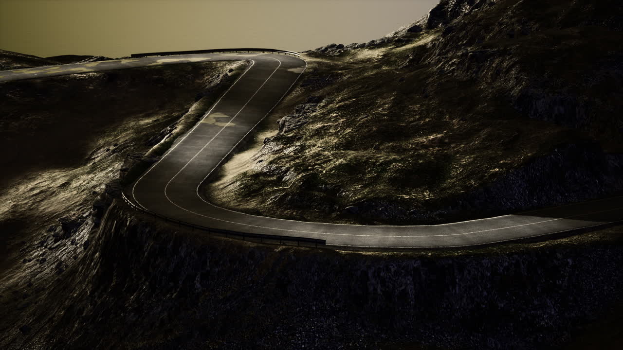 스카이 섬 의 혹독 한 풍경 에 있는 작은 도로