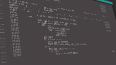 animación digital del procesamiento de datos de la interfaz de computadora y codificación de programación