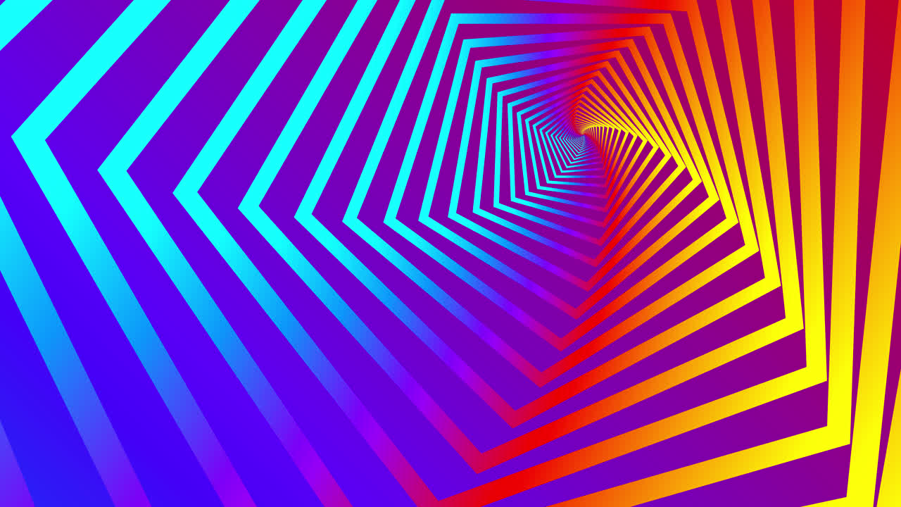 Abstract Geometric Hexagon Tunnel with Vibrant Gradient Colors