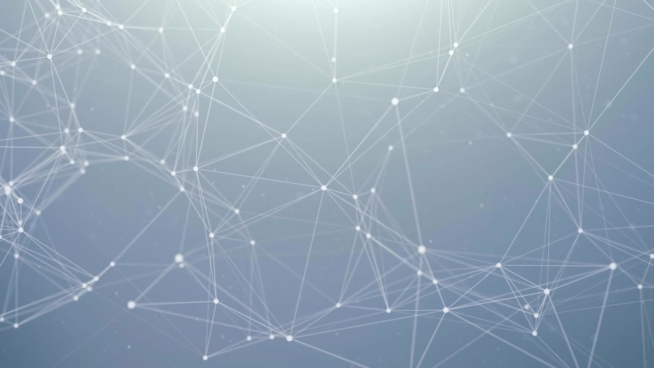 Abstract Digital Concept of Geometrical Figures: Polygon Plexus Fractals Moving, Connecting Between and with Particles. Triangular Technological Concept Seamless Loop Background Animation