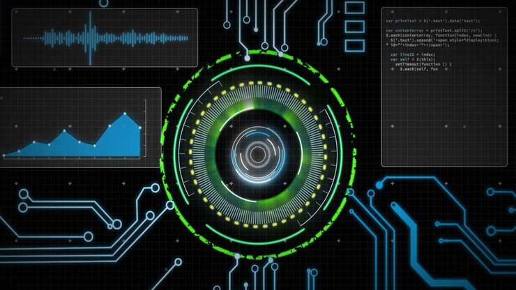 Animation of scope scanning and data processing over computer circuit board