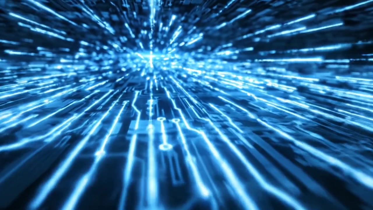 A Stunning Visualization of Futuristic Digital Circuitry: Exploring the Intricate Pathways of Electronic Signals and the Dynamic Flow of Data in a Computerized Realm