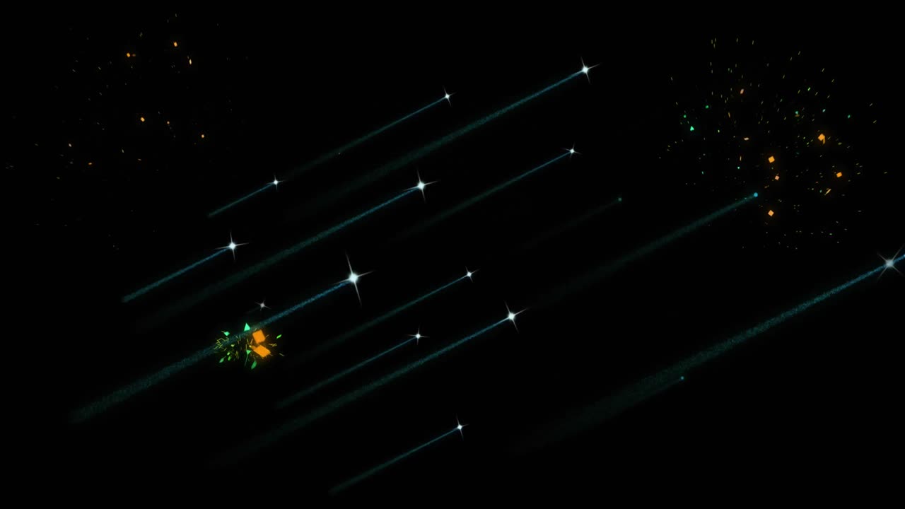 검은 바탕에 불꽃놀이의 애니메이션