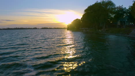 Sunset-on-the-water-at-the-cottage.-Drone