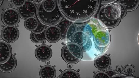 animación de sistemas solares, planetas y espacio sobre relojes que tiquetean