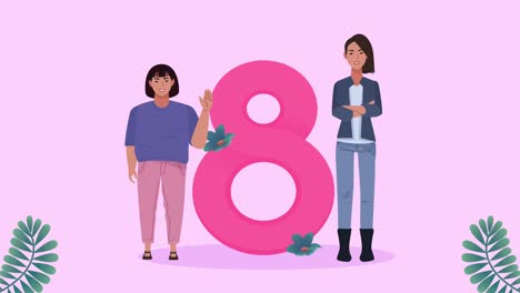 happy womens day number eight with girls