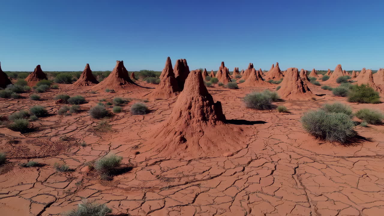Red Desert Landscape with Termite Mounds