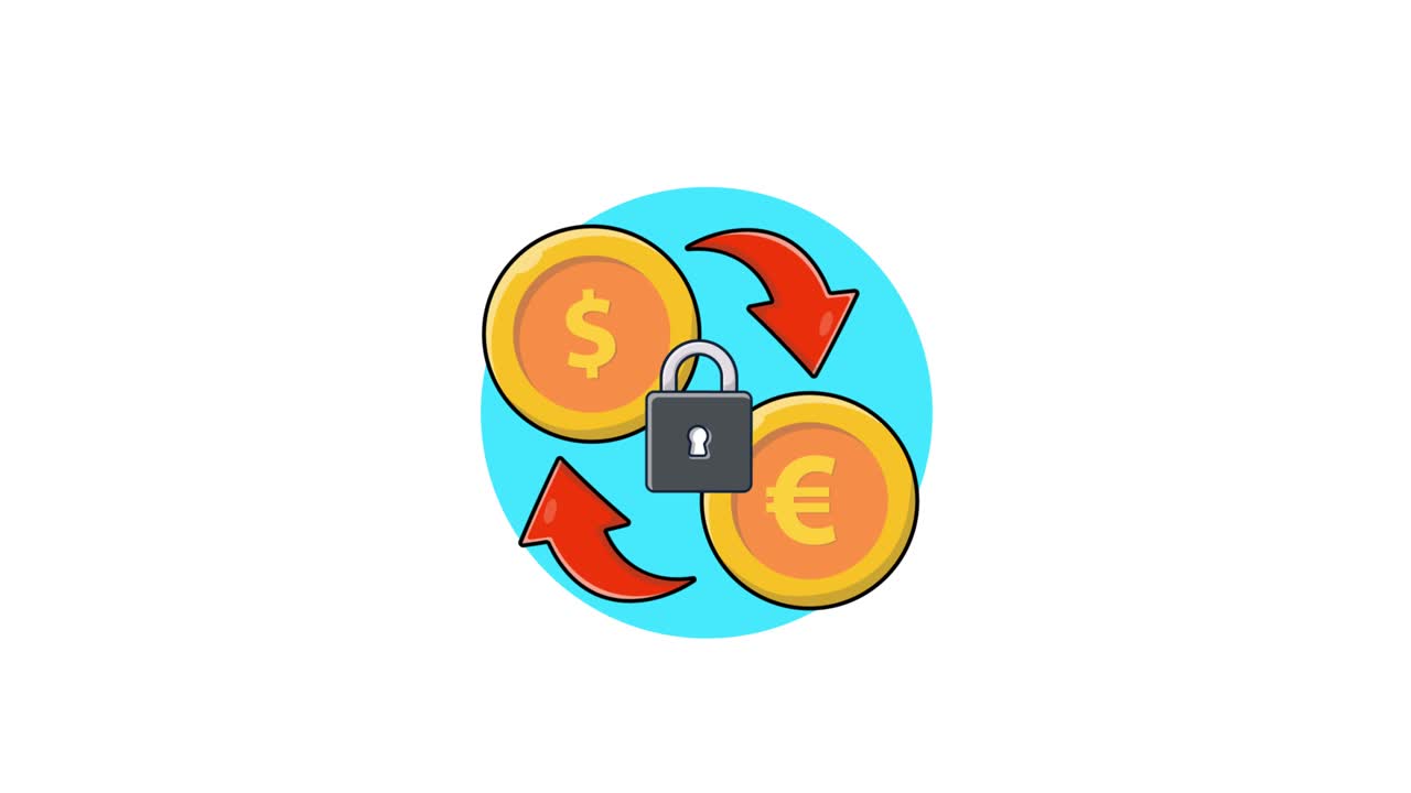 Animeret sikker valutaveksling mellem dollar og euro