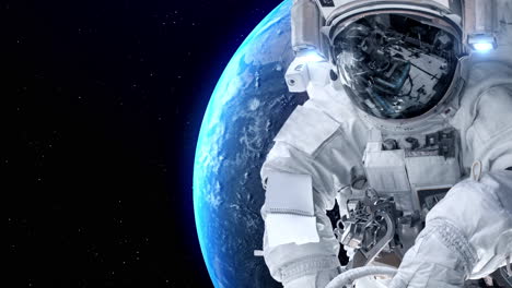 astronauta astronauta hace una caminata espacial mientras trabaja para una misión de vuelo espacial
