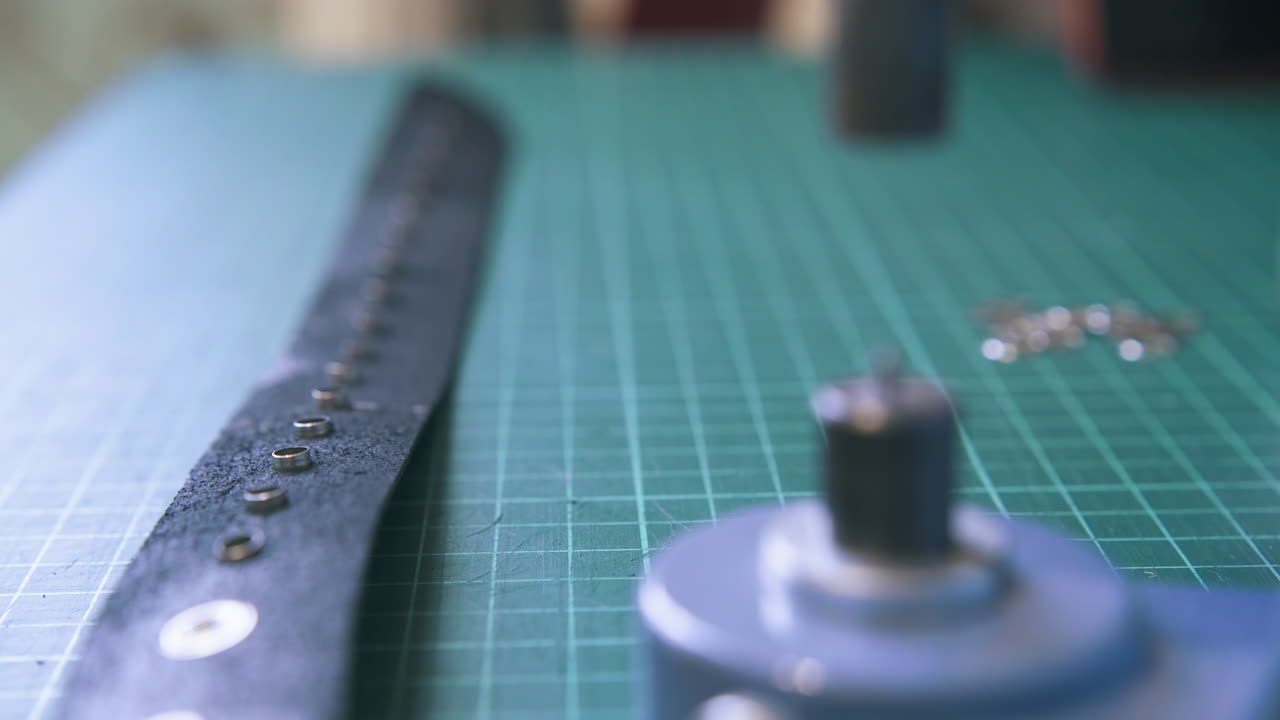 cinturón de cuero negro de moda con ojos plateados de cerca