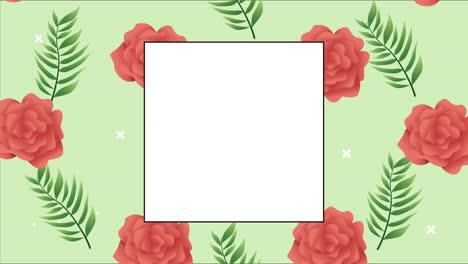 beautiful floral decoration in square frame with red roses