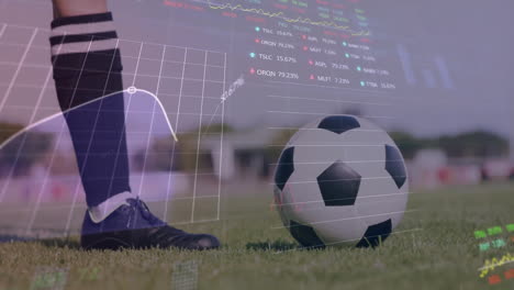 Animación-Del-Procesamiento-De-Datos-Financieros-Sobre-Un-Jugador-De-Fútbol-Caucásico-Con-Pelota