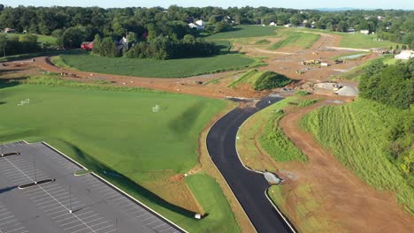 Aerial-of-new-development-with-freshly-paved-street