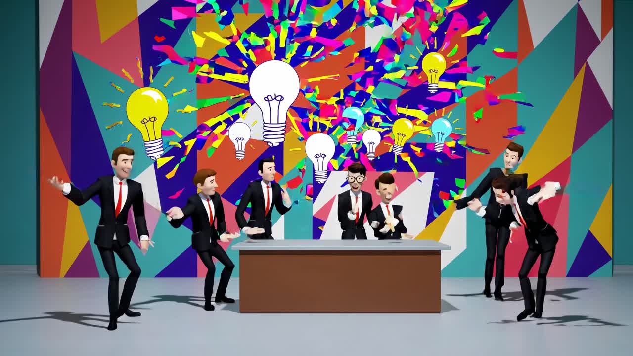 성공적인 아이디어를 축하하는 비즈니스 팀