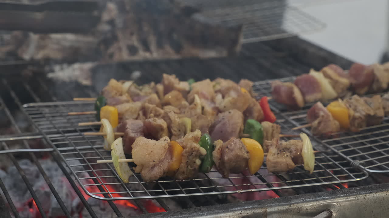 Grilled Kebabs on a Barbecue