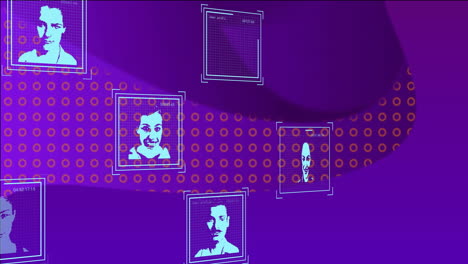 animation of people icons moving on purple background