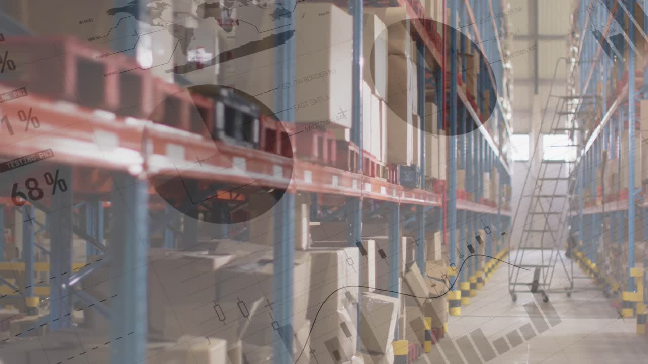 animación de las estadísticas y procesamiento de datos sobre el almacén