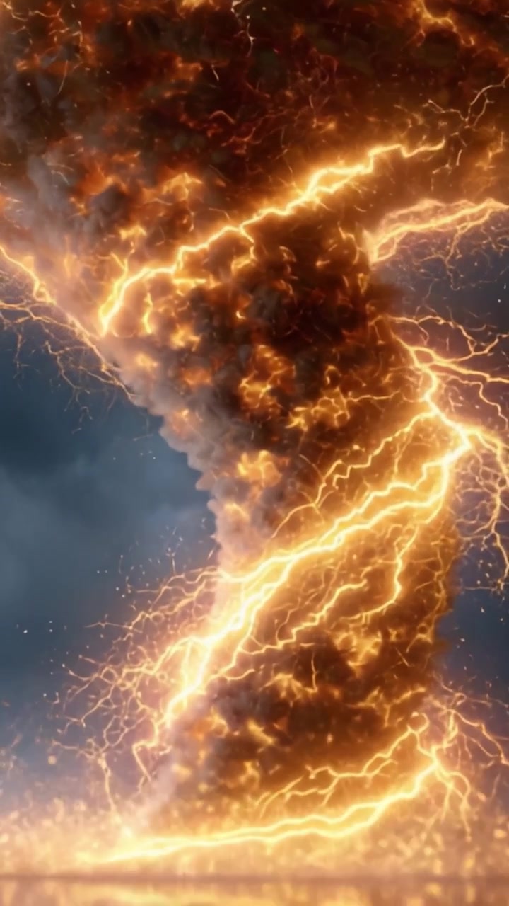 Una Espectacular Demostración de la Furia de la Naturaleza: Un Tornado Electrizante Desatando Relámpagos y Fuego, Creando un Fenómeno Atmosférico Impresionante