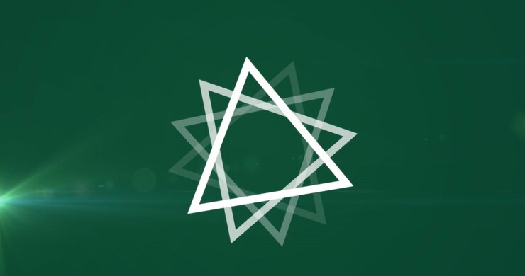 Abstract Geometric Animation of Rotating White Triangles on Green Background