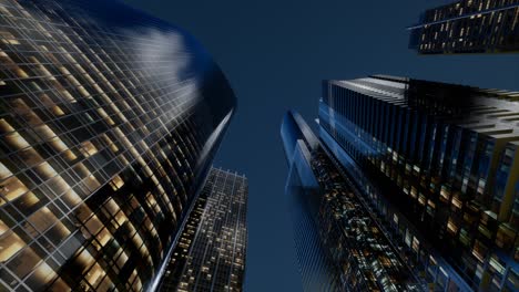 Wolkenkratzer-Der-Stadt-Bei-Nacht-Mit-Dunklem-Himmel