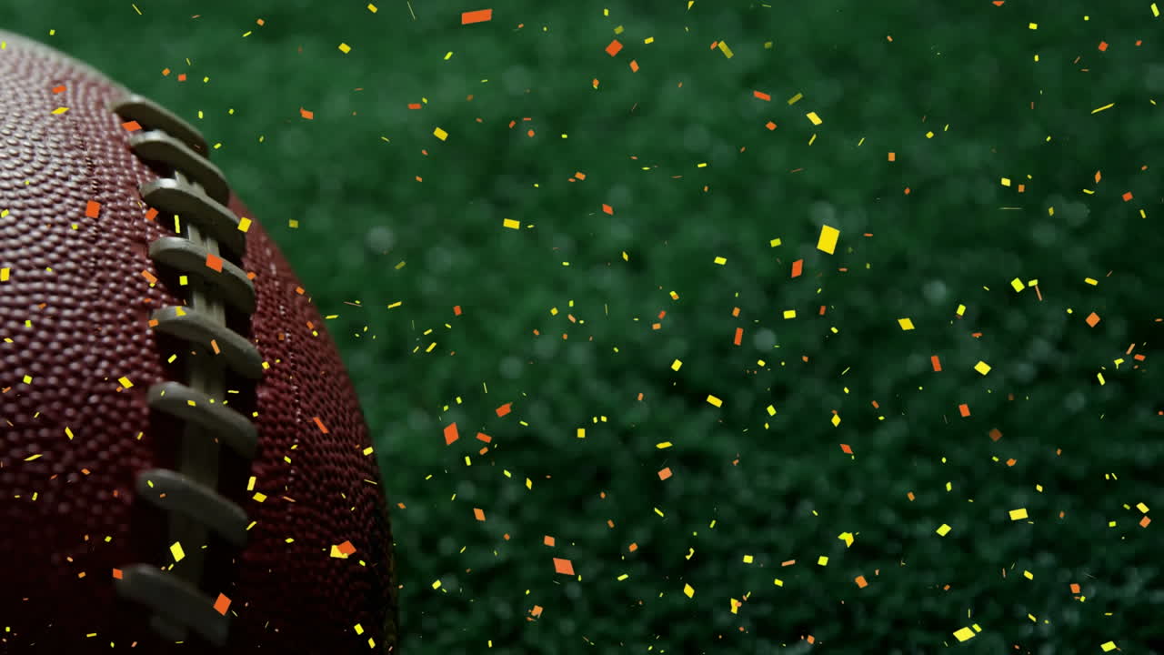 아메리칸  ⁇ 볼 공 위에 떨어지는 콘페티의 애니메이션