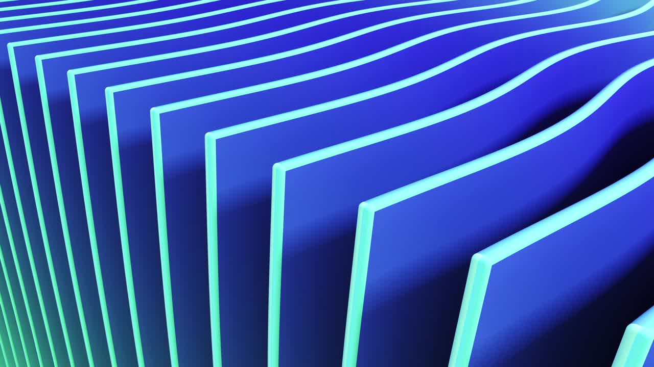 Abstract color plane waves 3d shapes set of different color animation. 4k looping footage.