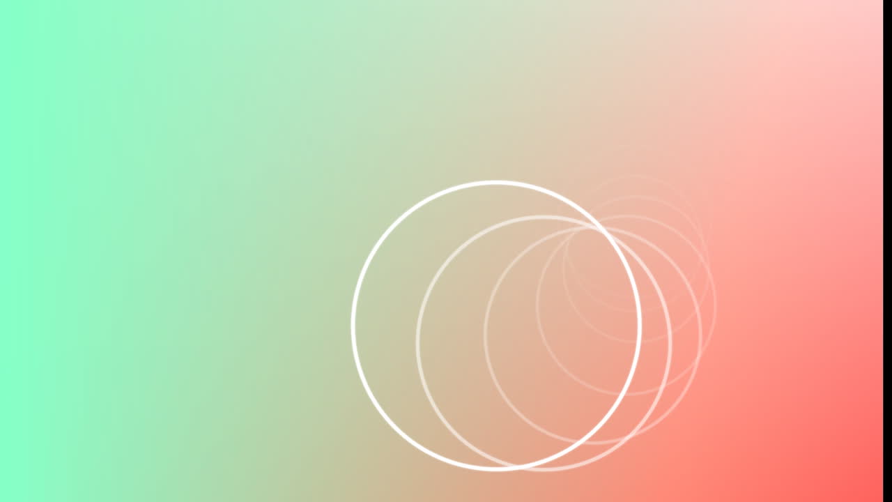 초록색과 오렌지색 배경 위에  ⁇ 색 원의 애니메이션