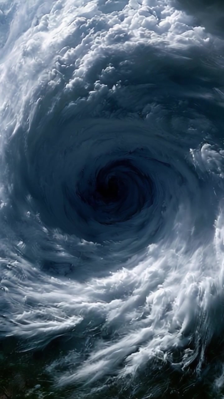 En fascinerende udsigt over en hvirvlende vortex skabt af turbulente skyer, der viser naturens indviklede kraftmønstre og stormenes ærefrygtindgydende styrke.