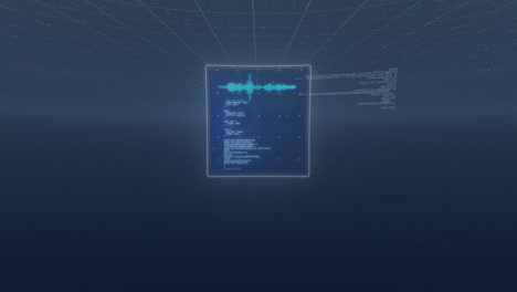 animación de pantallas con procesamiento de datos contra fondo azul