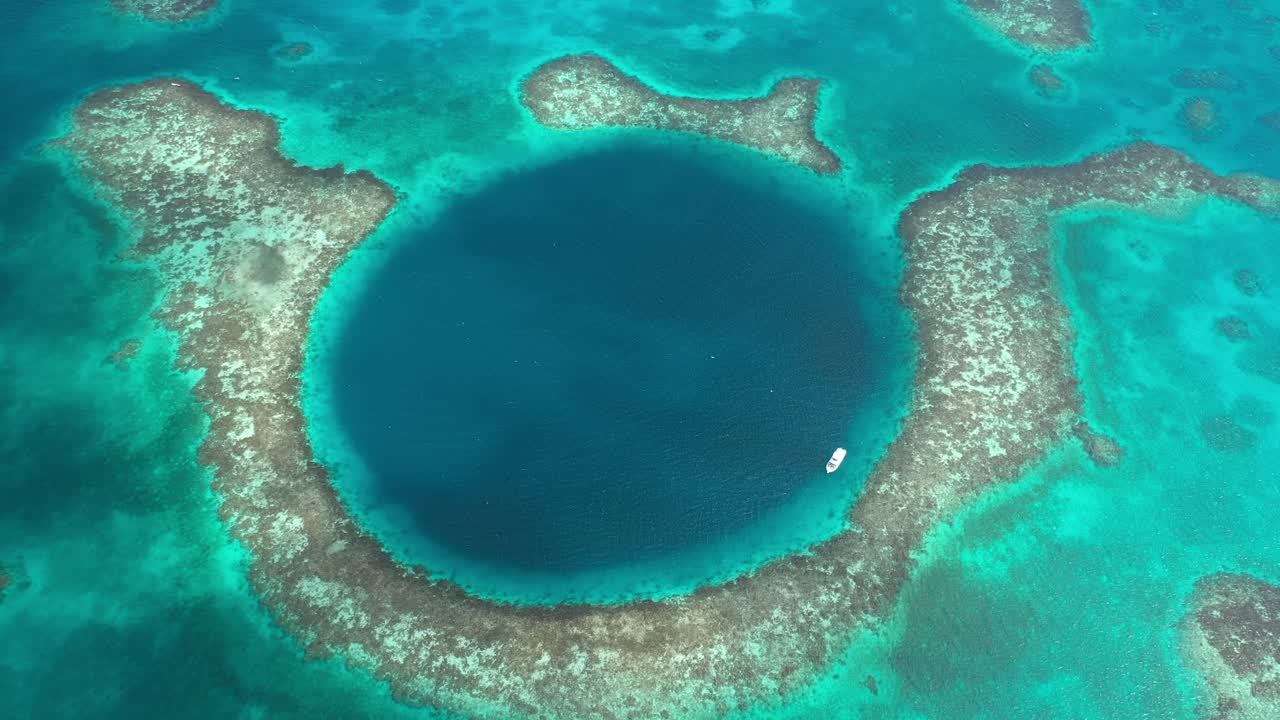 Aerial Video over the Great Blue Hole, Belize, Central America