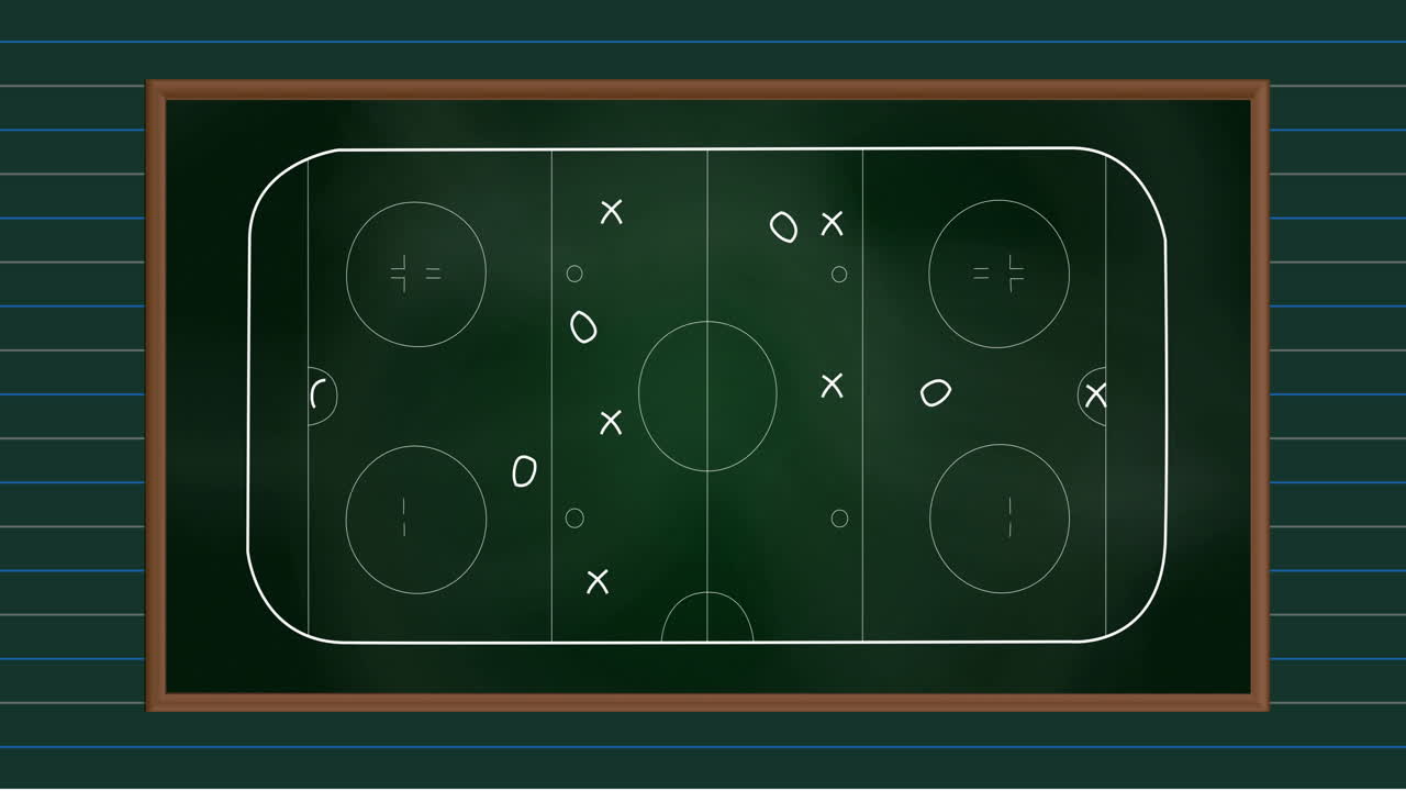 Animation of sports game strategy on ruled paper background