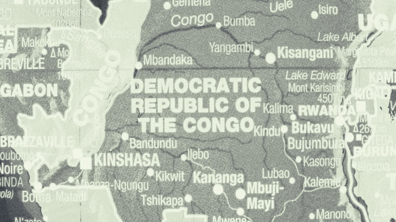 Map of the Democratic Republic of the Congo and neighboring countries
