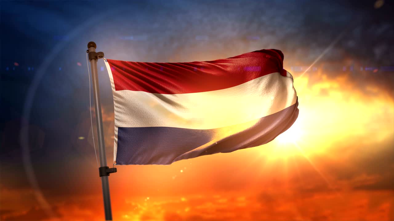 네덜란드 발은 아름다운 해가 뜨는 순환 속도 느린 모션 4k에서 백라이트됩니다.