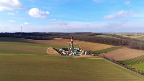 construction of drilling rig at oil well in the field