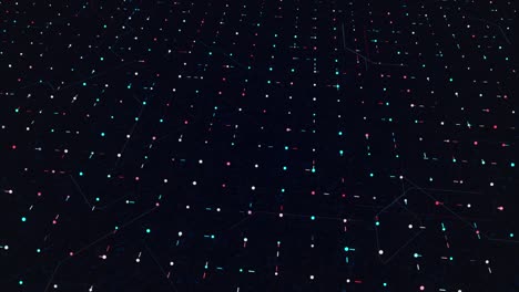 Data moving within computer circuitry, computer processing and organizing data through CPU or GPU. Animation. Abstract high tech technological background, seamless loop