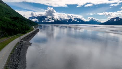 aerial-of-roadway-and-turnagain-arm-in-alaska