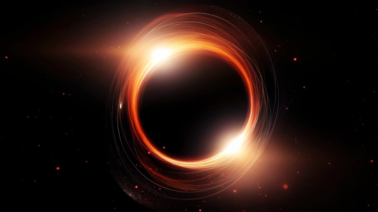 Cinematic Animation of a Glowing Black Hole in Deep Space