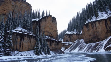 frozen river canyon in the canadian rockies