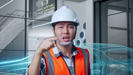 engineer frustrated with digital car design in modern office