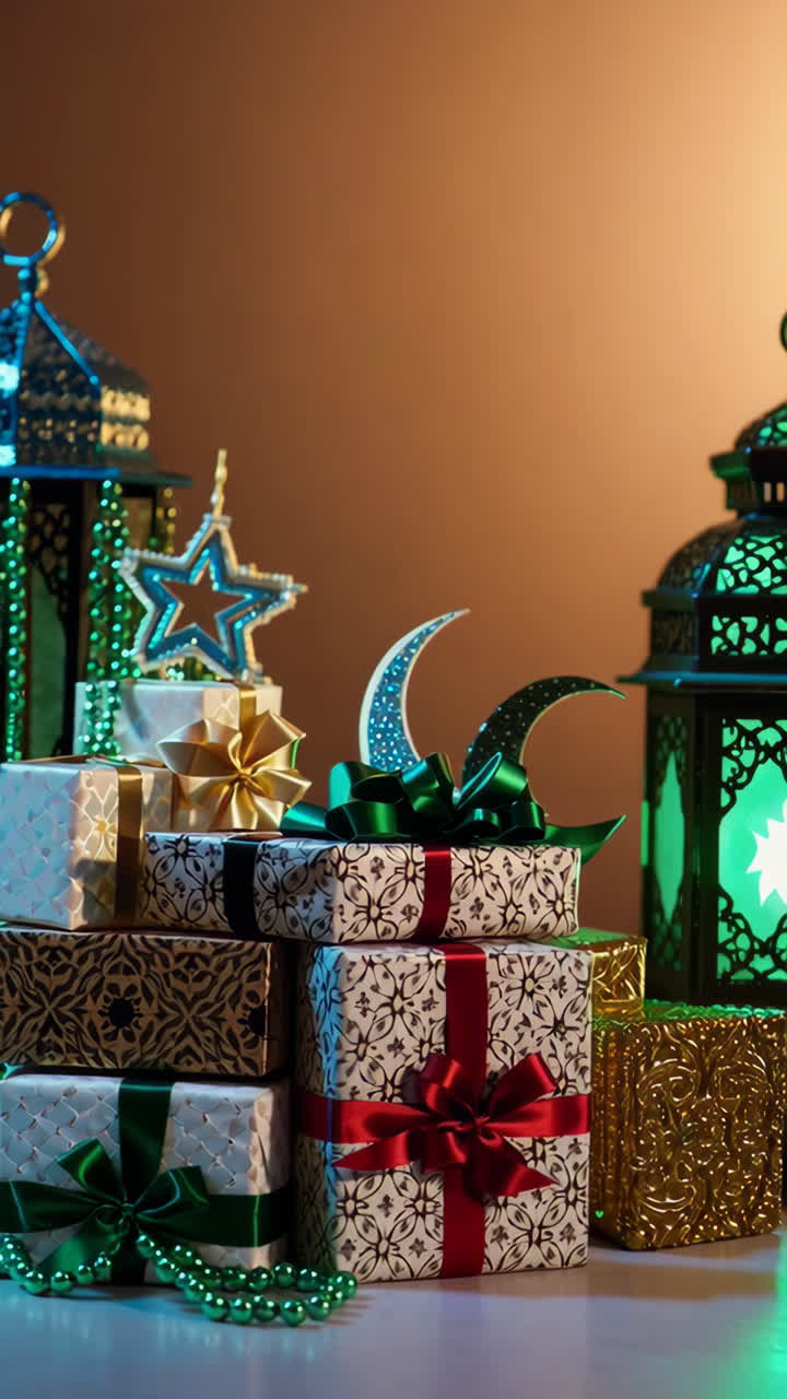 Ramadan Celebration with Gifts and Lanterns