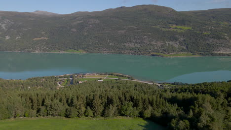 panoramic views of vagavatn lake in innlandet county, norway - drone