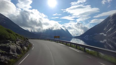 driving a car on a road in norway