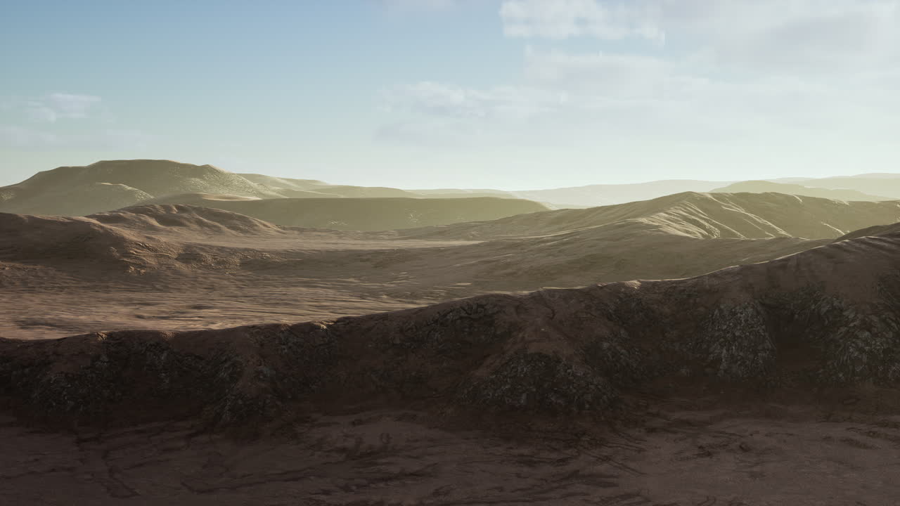 Sunset over the sand dunes in the desert