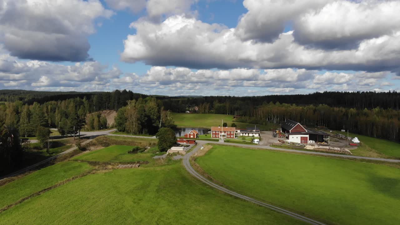 스웨덴 농장의 드론 영상